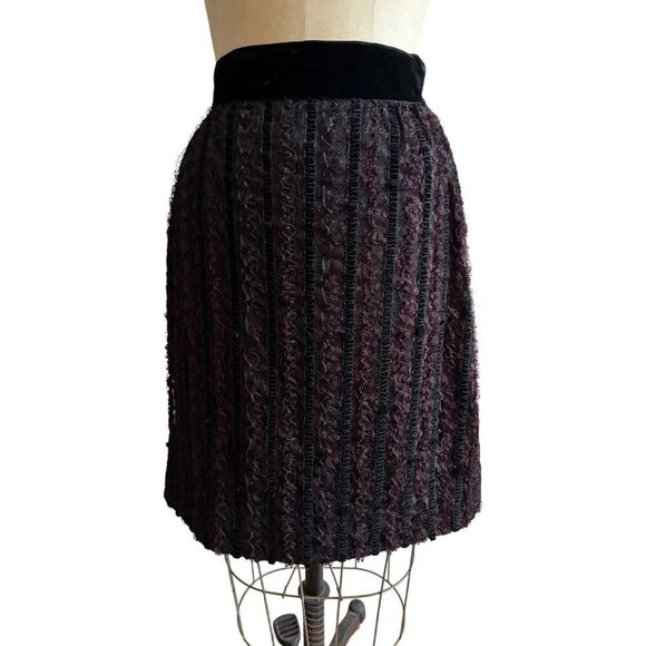 Vintage Lady Manhattan‎ Velvet Lace Skirt Women's Size Small Blk Burgundy GUC - Picture 1 of 7